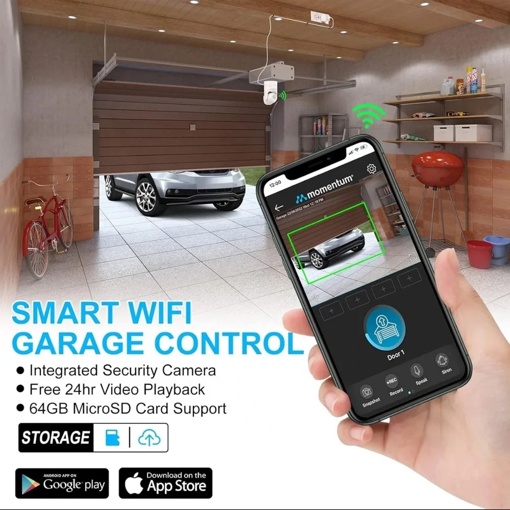Momentum NIRO 2 White WiFi Garage Controller and Camera